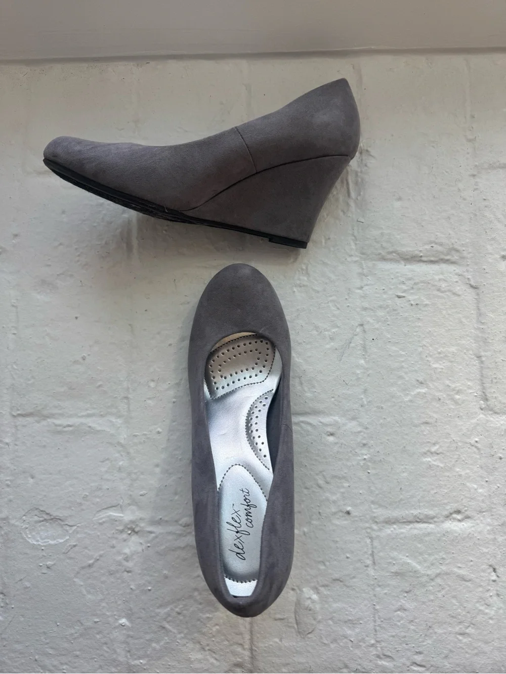 Grey Wedge Pumps - Comfort Lift